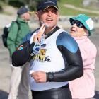 ACT Party leader Rodney Hide gets some help from his mum as he kits up to attempt to swim from...