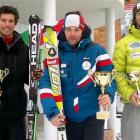 Adam Barwood (left) Vladimir Siran, of Slovakia, and Patrick Brachner, of Azerbaijan, on the...