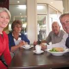 Agriculture Minister David Carter (right) dines with Cromwell voters Jackie Hamilton (left) and...