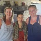 Alana Talbot (left) and Jendi Paterson (right) with 'Ugly Betty' star America Ferrera (centre),...