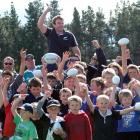 All Black Hooker Andrew Hore celebrates coming home to the Ranfurly rugby club on Thursday. Photo...