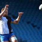All Black No 8 Kieran Read practises his lineout jumping during team training at Carisbrook...