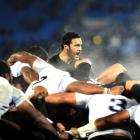 All Black replacement halfback Piri Weepu shouts at his forwards during last night's test betwen...