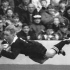 All Black winger Jeff Wilson scores one of his three tries on his test debut against Scotland at...