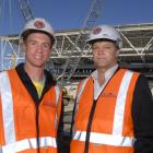 All Whites midfielder Aaron Clapham (left) and New Zealand Football chairman Frank van Hattum at...