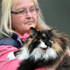 Allandale Cattery & Kennels co-owner Donna Baguley with her Norwegian forest cat, Poppy, in...