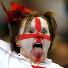 An England fan shouts before the Pool B match against Argentina starts at Otago Stadium tonight....