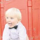 An enthusiastic young guest at the wedding of Angela Walton and Stuart Ellwood, at Outram in...