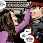 An illustration for the graphic novel " Kate and William: A Very Public Love Affair" . The royal...