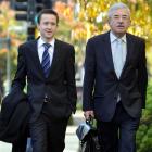 Andrew More and father David leave the Dunedin High Court after working on a jury trial together...