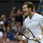 Andy Murray celebrates his victory over Kevin Anderson.  REUTERS/Toby Melville