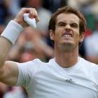 Andy Murray of Britain celebrates after defeating Fernando Verdasco of Spain in their men's...