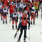 Andy Pohl  leads a pack at the start of the Merino Muster at the Snow Farm last weekend. Photo by...