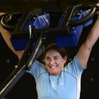 Anika Tiplady works on weights at the High Performance Gymnasium this week. Photo by Peter McIntosh.