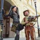 Anna Walsh and Peter Fleuly, both from Dunedin, wear some of the fashion entries from the...