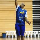 Otago Nuggets American centre Antoine Tisby pops the ball in during a practice session at the...