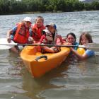April Bonney (8, left), of Balclutha, Thomas Preston (6), of Christchurch, Oliver Preston (4), of...