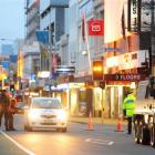 Army and police stop cars coming into Cathedral Square in Christchurch last night. Photo by Craig...
