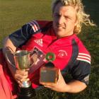 Arrowtown rugby captain Aidan Winter with the Central Otago Rugby Player of the Year and the...