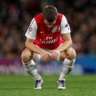 Arsenal's Aaron Ramsey reacts during his team's Champions League Group F match against Marseille...