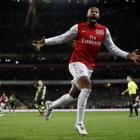 Arsenal's Thierry Henry celebrates his goal against Leeds United during their FA Cup match at the...
