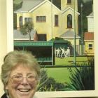 Val Webb with her winning oil painting 'Last Bowl'. Photo by Peter McIntosh.