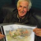 Artist and cartoonist David Henshaw with one of his popular cartoons. Photo by Sally Rae.