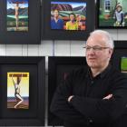 Artist Jeffrey Harris at the Dunedin Public Art Gallery with works from his exhibition '...