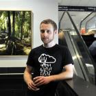 Artist Sam Foley during the hanging of his exhibition at Dunedin Airport yesterday. Photo by...