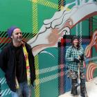 Artists Dan Mills, of Mangawhai, and Phillipa Crofskey, of Dunedin, smile about their Hoyts Lane...