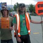 aryl Macale (left) of Wanaka and Logan De Ridder of Haast take their 1080 poison protest to...
