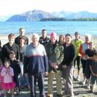 At the proposed Roys Bay swimmers area (front from left) are David Strang, Kevin Gingell-Kent ...