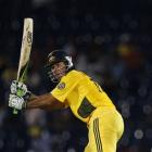 Australia batsman Ricky Ponting plays a shot during the second one-day international against Sri...