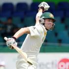 Australia captain Michael Clarke celebrates after scoring a century during the final day of their...