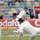 Australian captain Michael Clarke, cente is caught by New Zealand captain Ross Taylor off the...