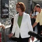 Australian Prime Minister Julia Gillard and New Zealand Prime Minister John Key meet locals in...
