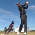 Australian professional Peter Fowler warms up for the Legends Tour pro-am event at the Tokarahi...