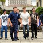 Automotive engineering lecturer Hamish Miller (third left) and  Otago Polytechnic automotive...
