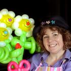 Balloon twister Pip Milford-Hughes with her winning creation yesterday. Photo by Stephen Jaquiery.