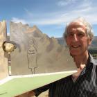 Bannockburn artist Alan Waters  displays a scale model of his sculpture based  on Central Otago's...