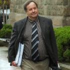 Basil Walker leaves the High Court at Dunedin this week.