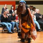 Bathgate Park School pupil Dylan Sayer (11) models his creation ''The Waste Troll'' in a recycled...