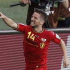 Belgium's Dries Mertens celebrates after scoring a goal against Algeria during their 2014 World...