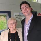 Betty Laing and Danyon Loader at Moana pool yesterday. Photo by Peter McIntosh.