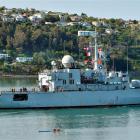BFNS Prairial cruises up Otago Harbour yesterday. Photo supplied.