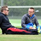 Black Caps coach Mike Hesson and Brendon McCullum at Brooklands Park. Photo by ODT.