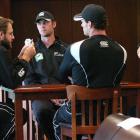 Black Caps (from left) Daniel Vettori, James Franklin, Kyle Mills and Ross Taylor fill in time...
