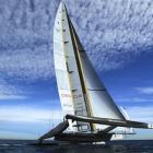BMW Oracle's BOR 90 boat sails in Valencia, Spain, on yesterday. (AP Photo/Victor R. Caivano)