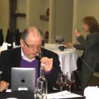 Bob Campbell and Joelle Thompson taste newly-released Central Otago pinot noir. Photo by Charmian...