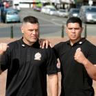 Boxer Kali Meehan (left) and son Willis were in Dunedin yesterday promoting Kali's fight against...